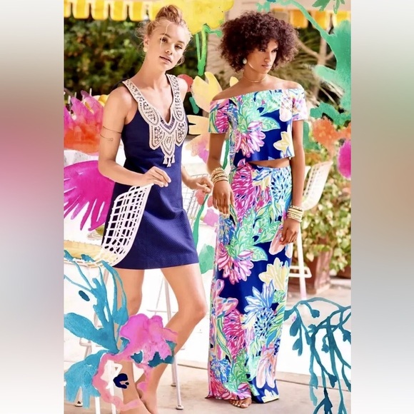 Lilly Pulitzer LARGO True Navy Embroidered Shift Dress Size 2 - Picture 2 of 9